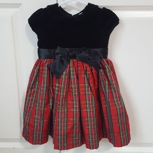 Holiday plaid and velvet dress